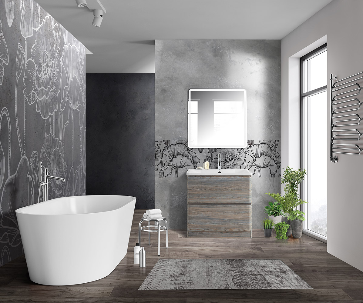 Приобрести belbagno тумба с раковиной albano 80 см, напольная pino scania, белая раковина