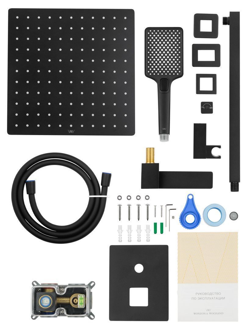 Приобрести душевая система встраиваемая wonzon & woghand cube 2.0, черный матовый (ww-88087068-mb)