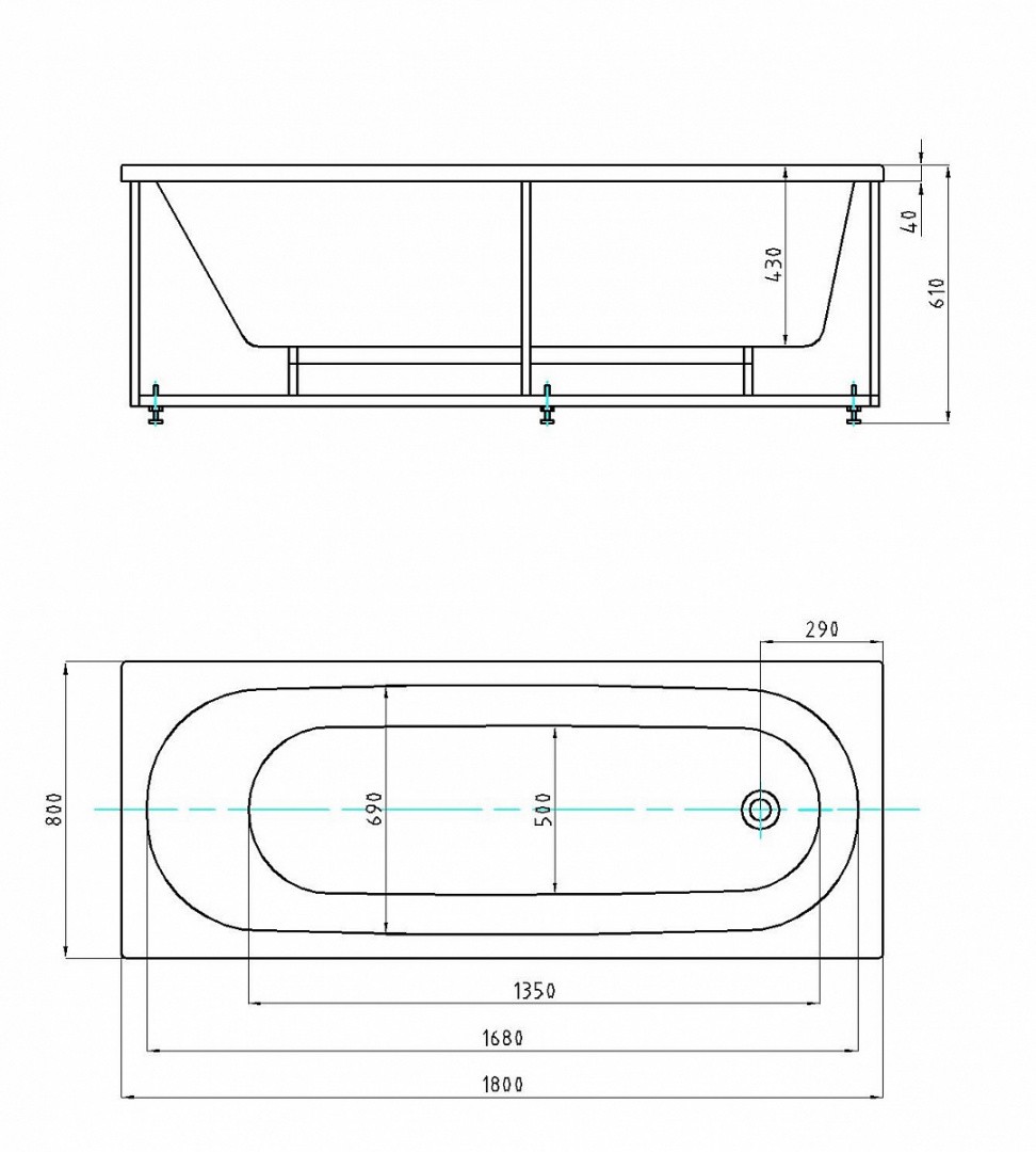 Приобрести azario акриловая ванна felisa 180х80см, прямоугольная av.0040180