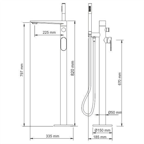 Приобрести wasserkraft смеситель для ванны elbe 7421, матовый черный