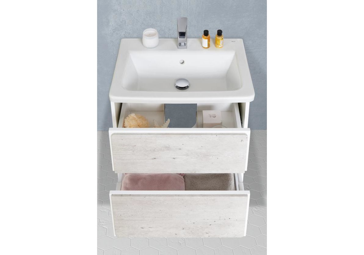 Приобрести тумба подвесная roca ronda с раковиной 80 см, бетон/белый глянец z.ru93.0.300.4; 7.3274.7.000.0