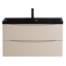 BelBagno Тумба с раковиной MARINO 80 см, подвесная Crema Opaco, чёрная раковина