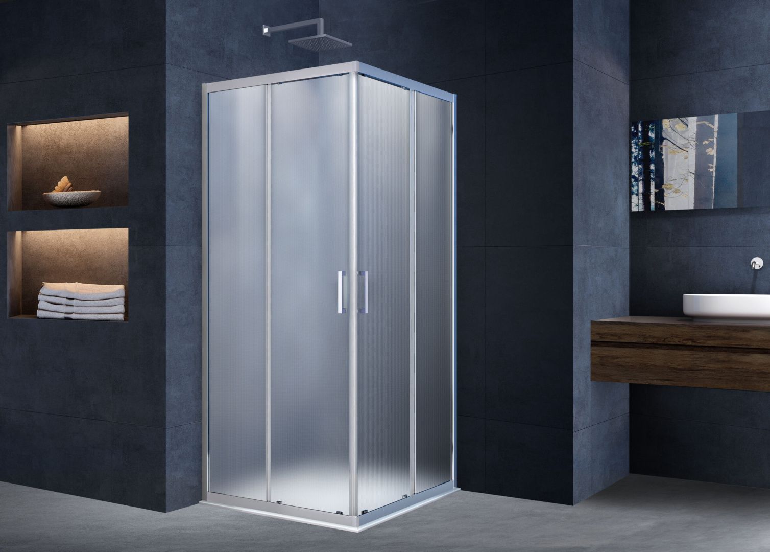 Приобрести vincea душевое ограждение alpha 80х80 см, текстурное, хром vss-3al800mt