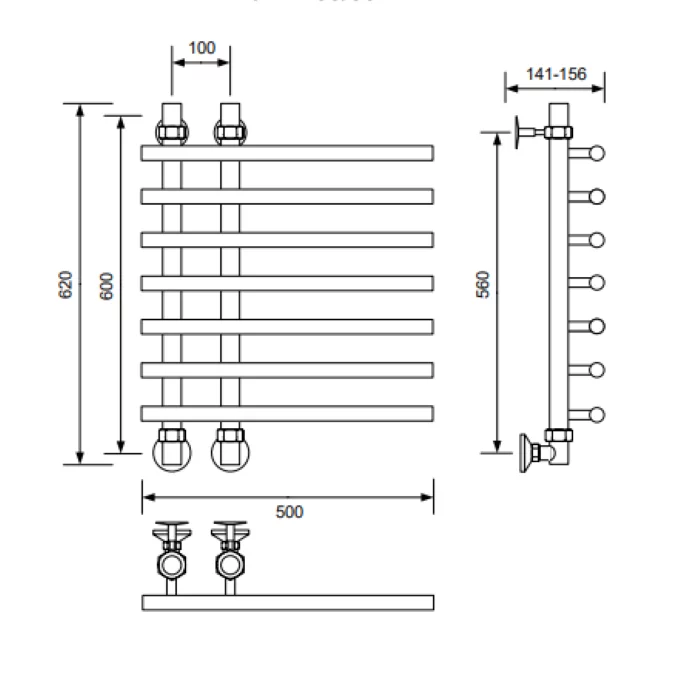 Приобрести veconi полотенцесушитель водяной tufo 50х60 см, черный t601050b