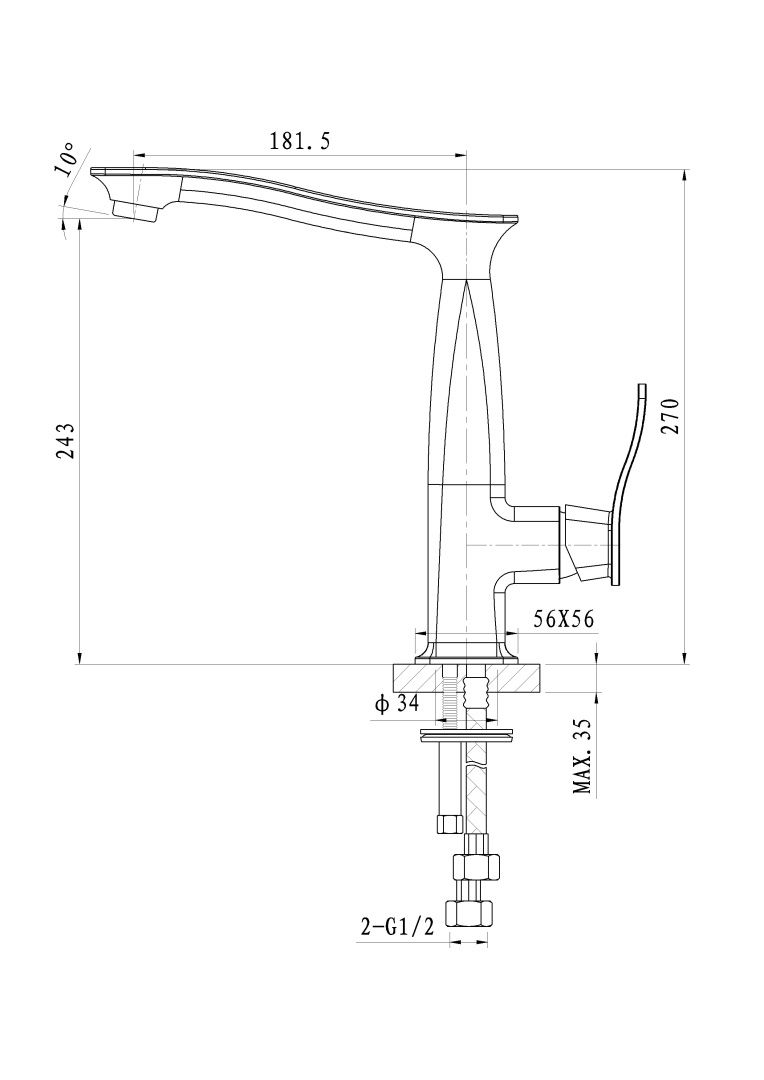 Приобрести смеситель для кухни wonzon & woghand navia, хром (ww-182101-cr)