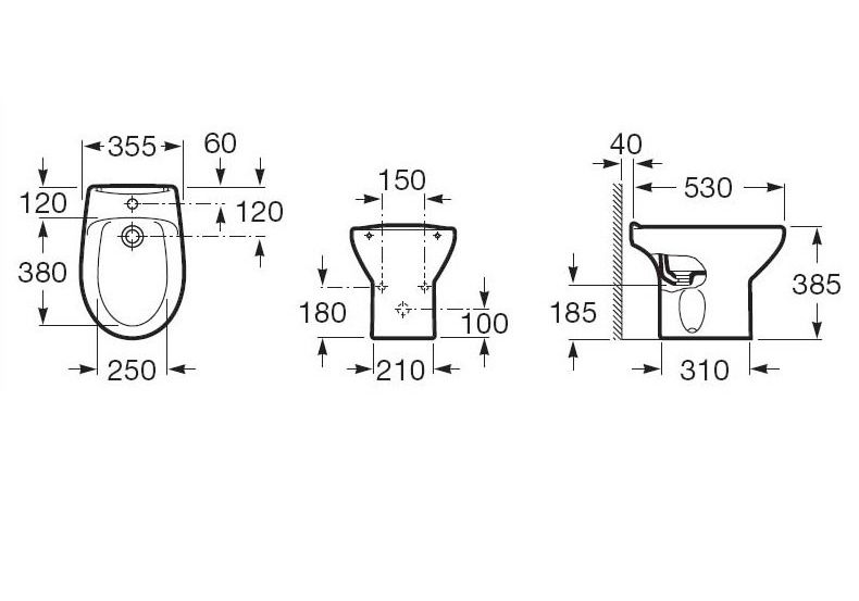 Приобрести напольное биде roca victoria 54 см 7.3573.9.000.0