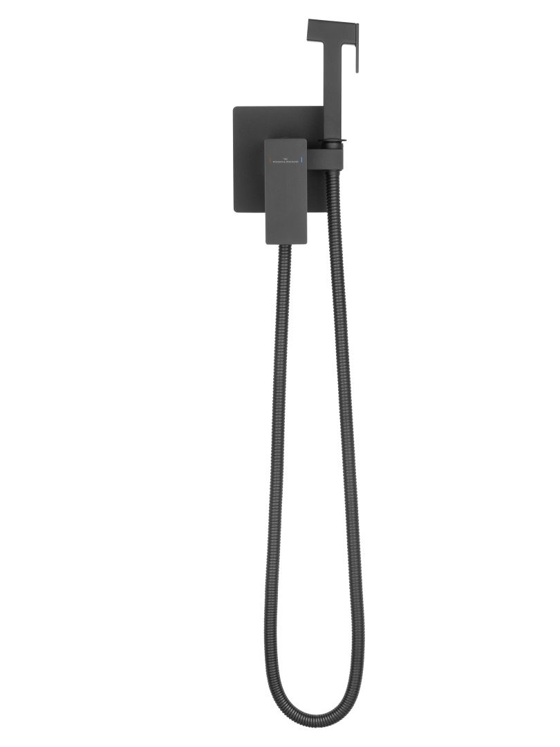 Приобрести смеситель с гигиеническим душем встраиваемый wonzon & woghand cube 2.0, черный матовый (ww-88829068-mb)