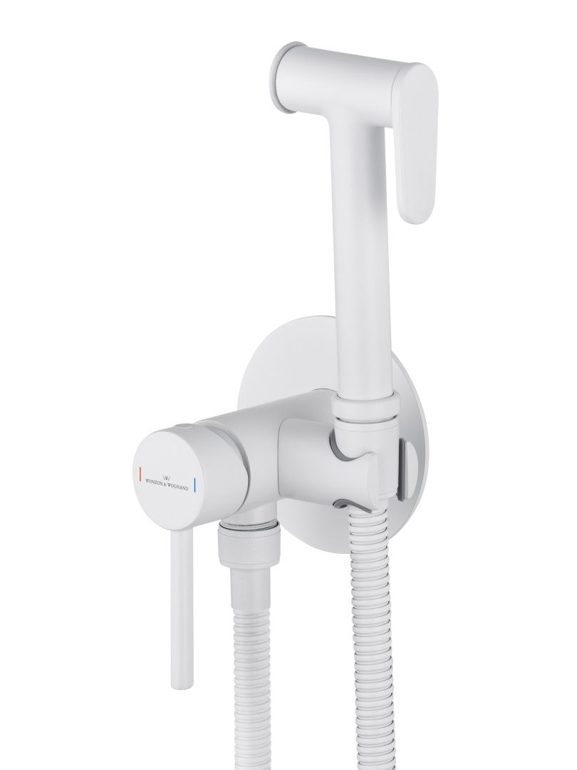 Приобрести смеситель с гигиеническим душем встраиваемый wonzon & woghand stick, белый матовый (ww-88829902-mw)