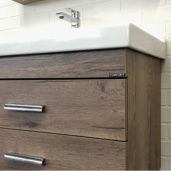 Приобрести сomforty тумба с раковиной никосия 80п дуб темный