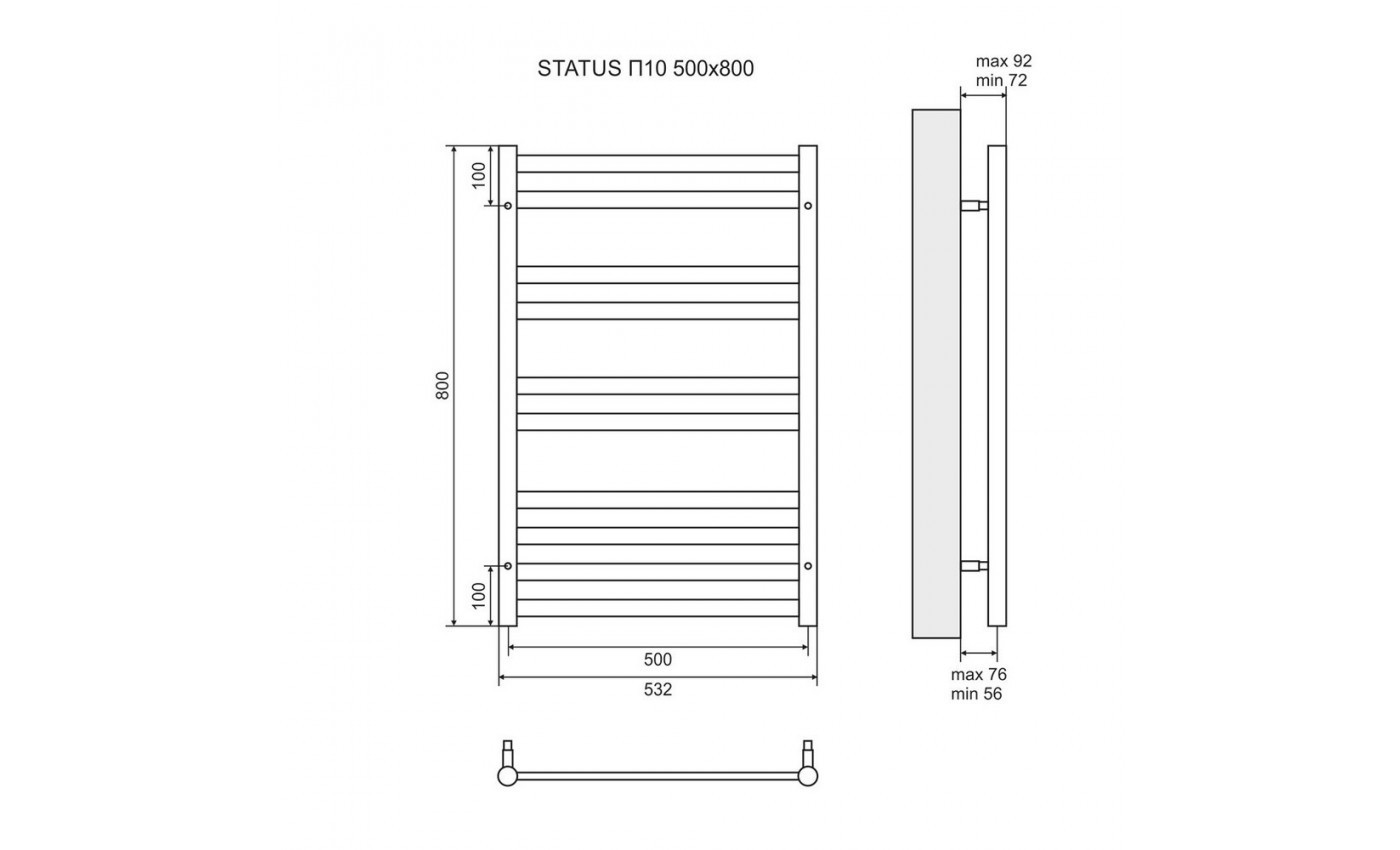 Приобрести lemark полотенцесушитель status п10 500x800 мм водяной, хром lm44810