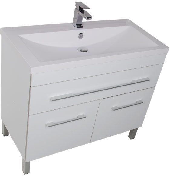 Приобрести aquanet тумба с раковиной верона 100 см, белая (напольная 1 ящик 2 дверцы)