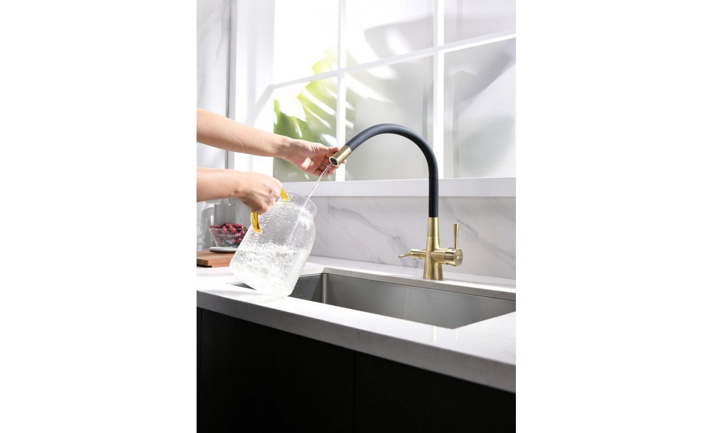 Приобрести lemark смеситель для кухни comfort с подключением к фильтру, черный\бронза lm3075b