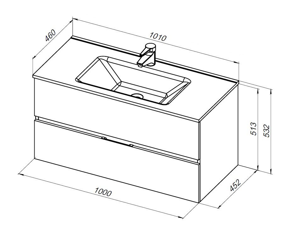 Приобрести aquanet тумба с раковиной алвита new 100 см, 2 ящика, антрацит