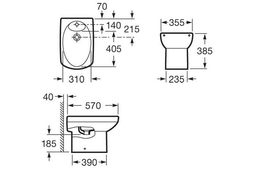 Приобрести биде напольное roca dama senso 57см 7.3575.1.400.0
