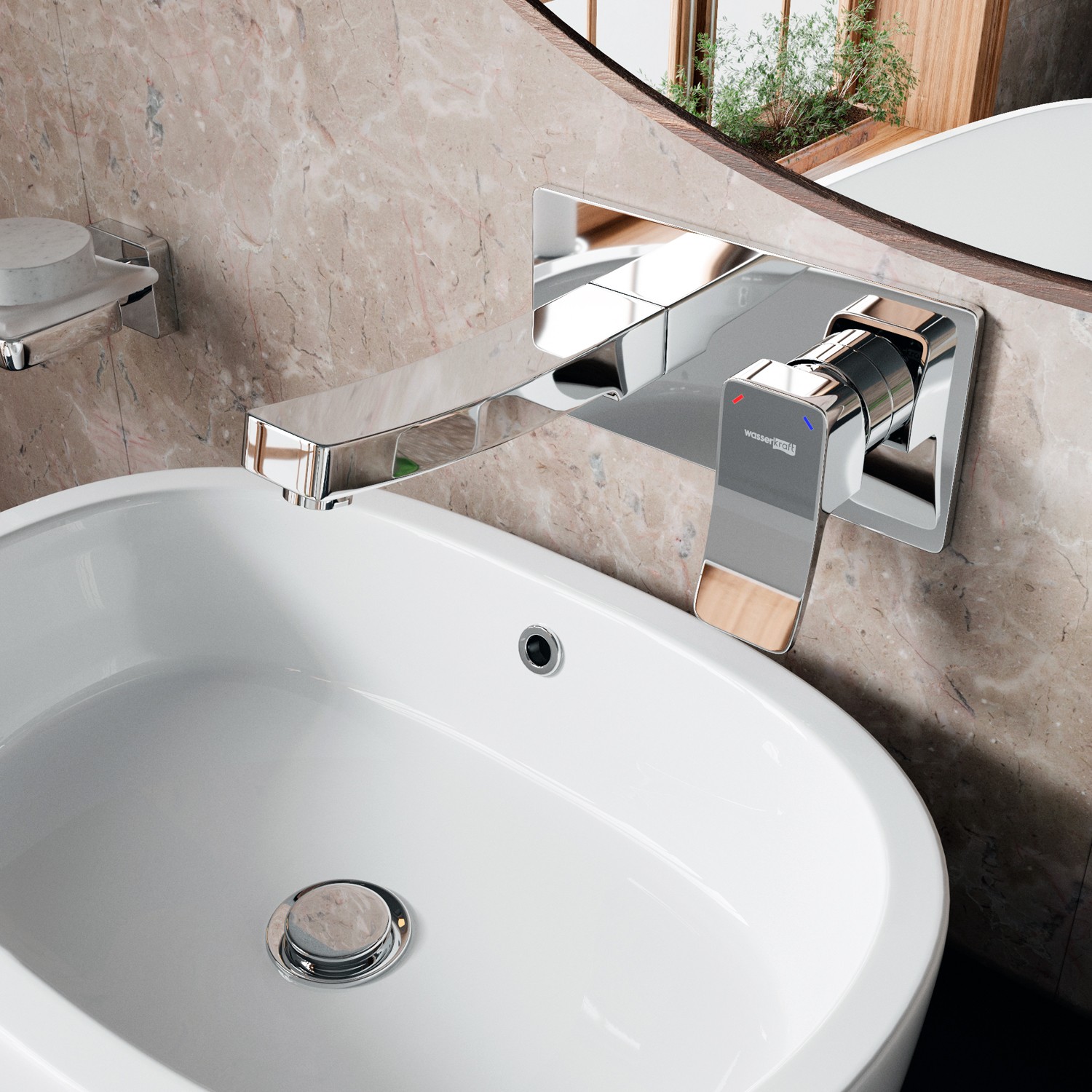 Приобрести wasserkraft смеситель для раковины aller, 10630 настенный, хром