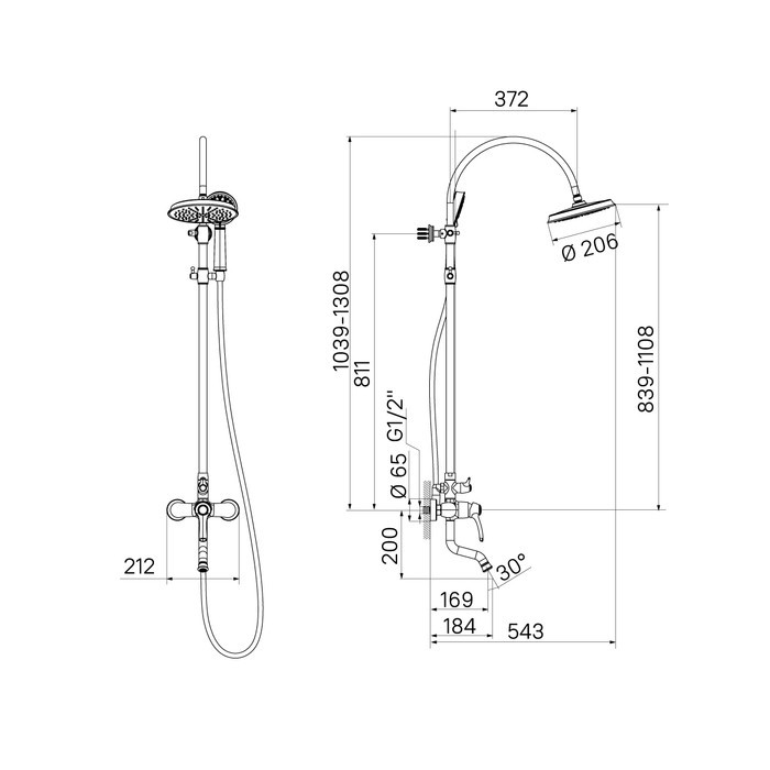Приобрести iddis душевая система oldie, круглая d-206мм, хром oldsb3fi06