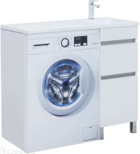 Aquanet Тумба с раковиной Вега 40 см, белая глянец