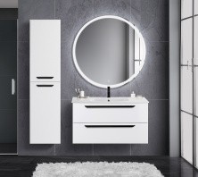 Cezares Тумба подвесная с раковиной ECO-CER 80 см Bianco Opaco, белая матовая ECO-CER-800-2C-SO-BO