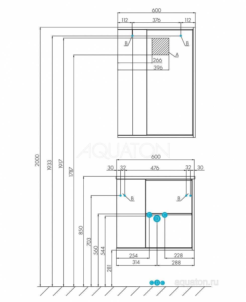 Приобрести зеркало-шкаф акватон бостон 60 см, дуб светлый 1a240202bn010 