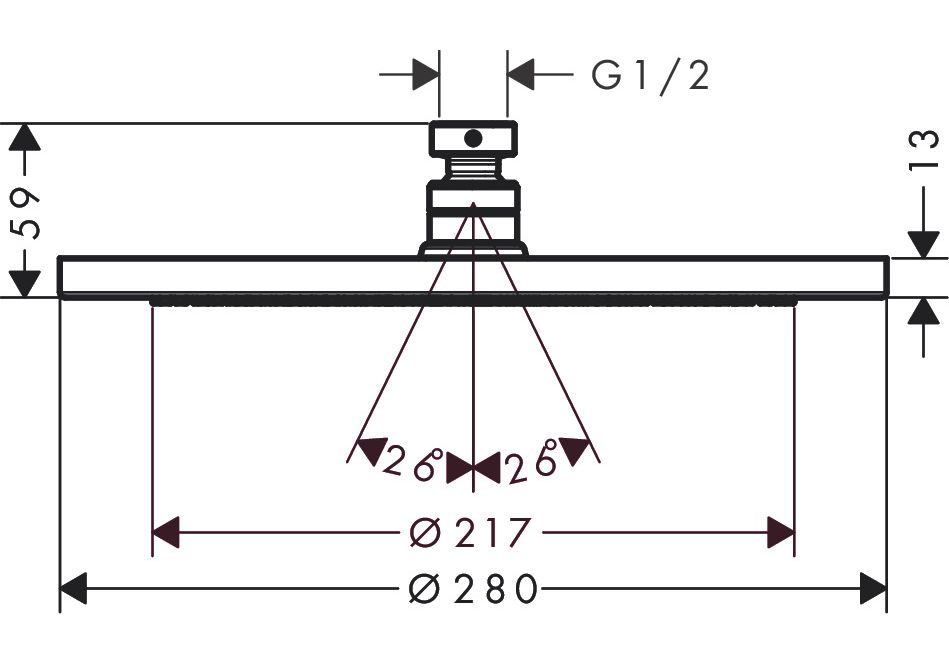 Приобрести 26220000 верхний душ croma 280 air 1jet