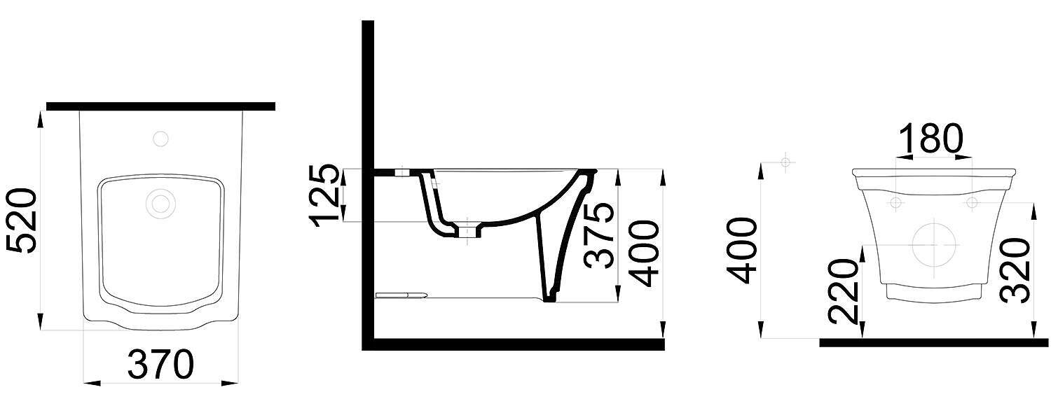 Приобрести boheme биде подвесное hermitage, белое\ золото 953-g