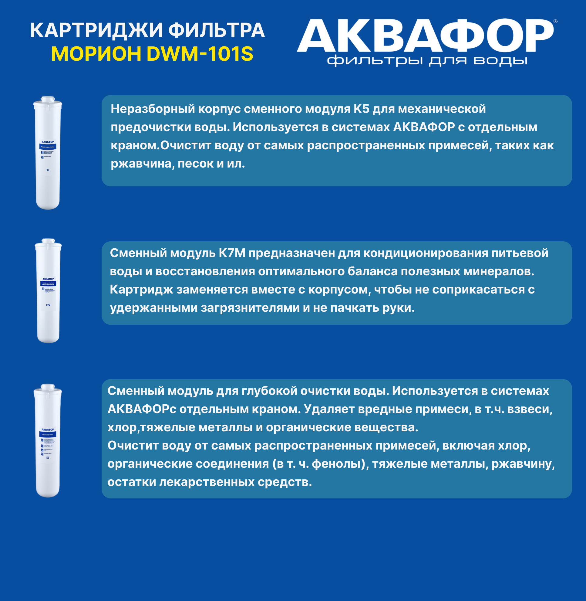 Приобрести аквафор комплект фильтров для воды к5-к2-к7м, 28696