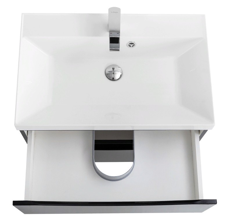 Приобрести тумба подвесная с раковиной belbagno marino-600-2c-so-nl-p 60 см, nero lucido