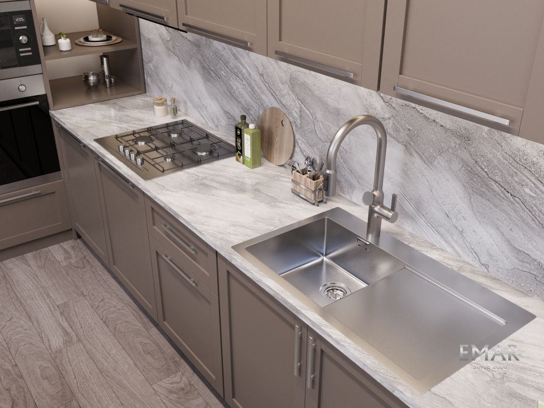 Приобрести oulin кухонная мойка 89х51 см, сатин oulin ol-ftl101r