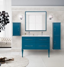 Cezares Тумба подвесная с раковиной на две чаши TIFFANY 120 см Blu Petrolio, голубая 54956