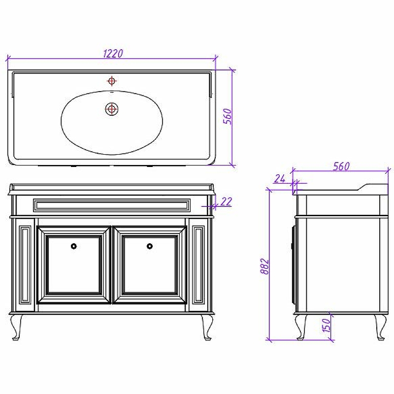 Приобрести caprigo тумба с раковиной напольная fresco 120 см, белая 10616sn-в016