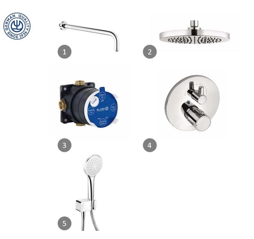 Приобрести набор 5 в 1 kludi zenta с термостатом