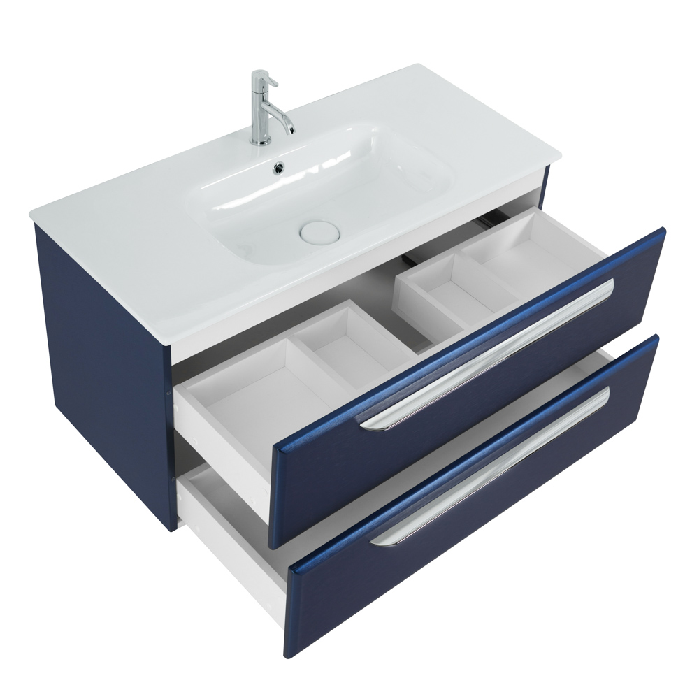 Приобрести cezares тумба подвесная с раковиной eco-cer 100 см sapfiro, синяя eco-cer-1000-2c-so-spf-p