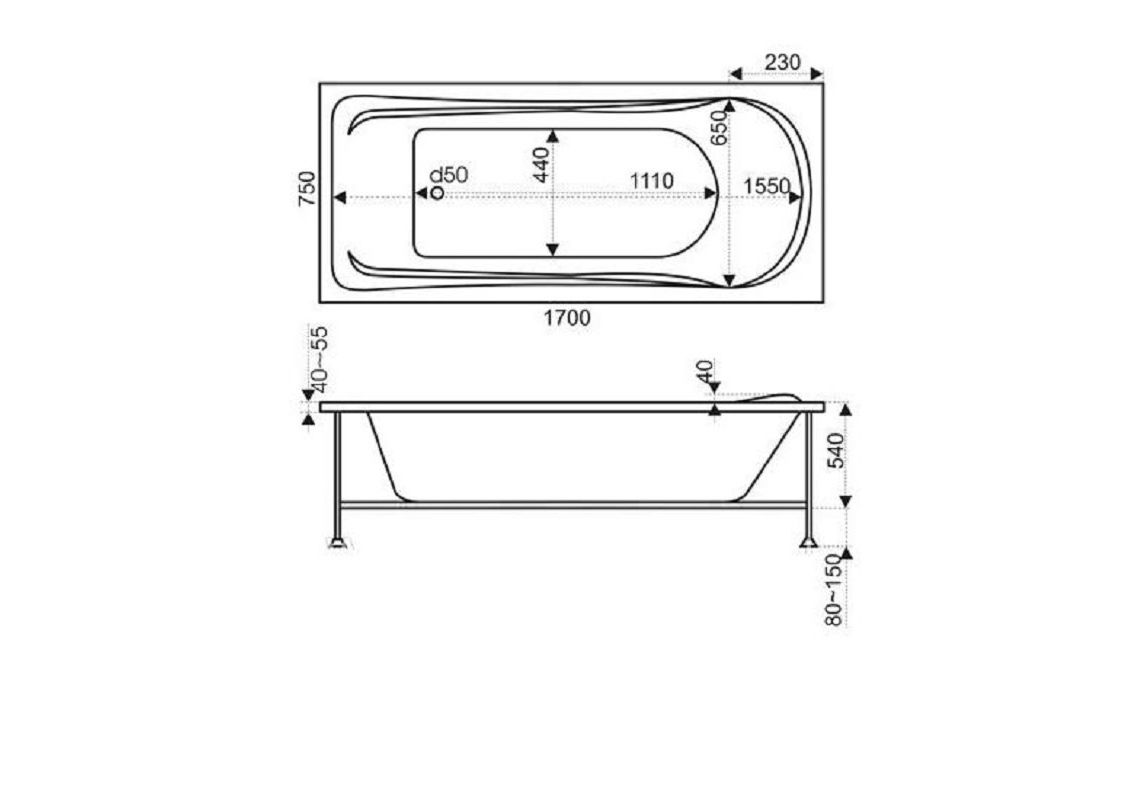 Приобрести bas акриловая ванна мальта 170*75