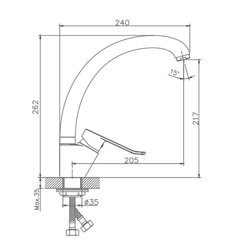 Приобрести haiba смеситель для кухни 262 мм, хром hb41556-2