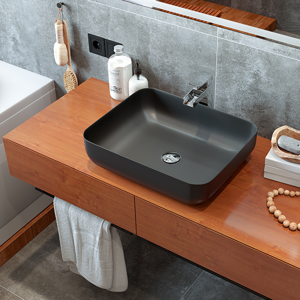 Приобрести mirsant раковина чаша shell-0619 black matt 51х40 см, черная матовая ут000067492