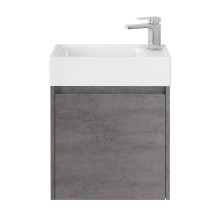 BelBagno Тумба с раковиной KRAFT MINI 50 см, подвесная Cemento Grigio левосторонняя, белая раковина