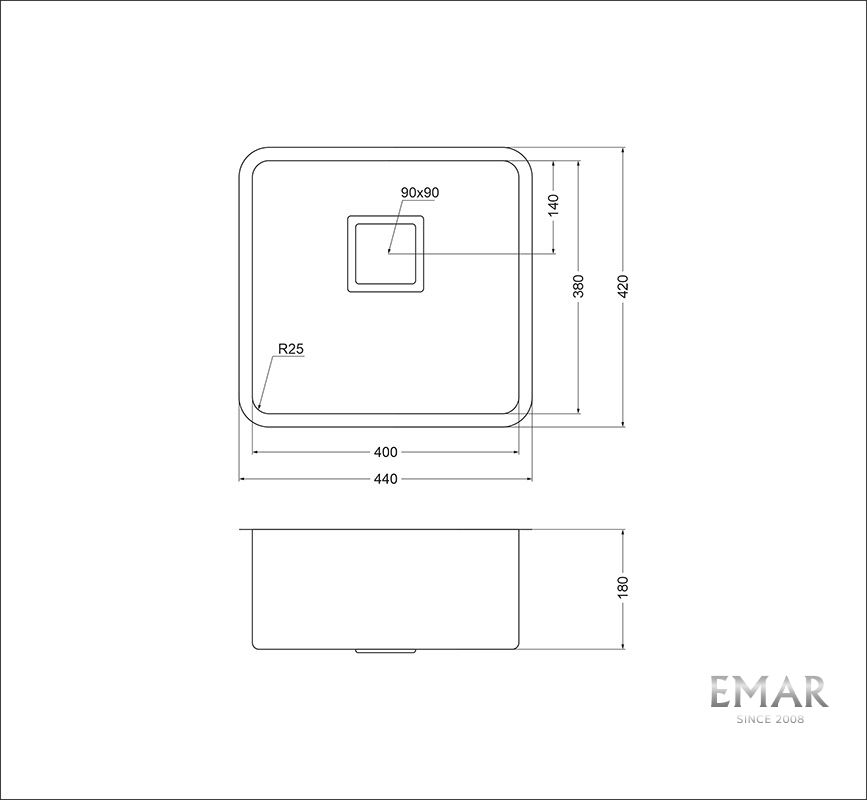 Приобрести oulin кухонная мойка 44х42 см, сатин oulin ol-0363