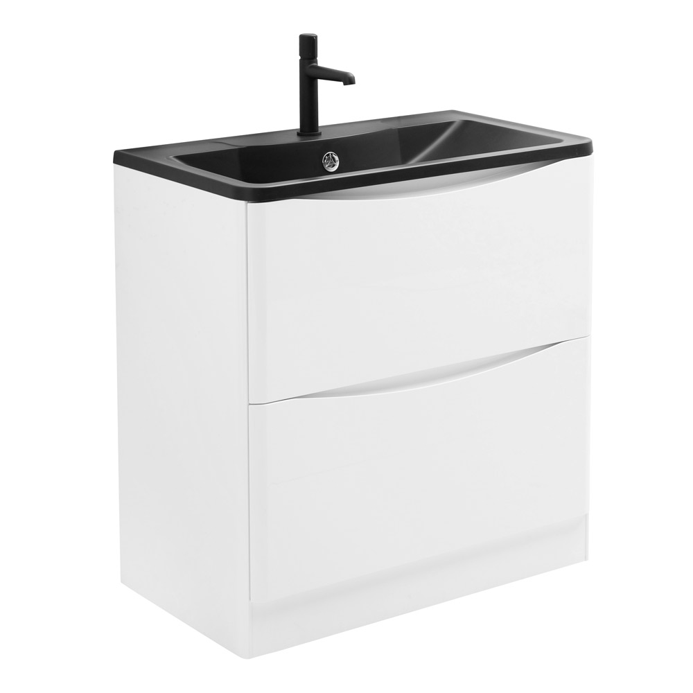 Приобрести belbagno тумба с раковиной acqua 100 см, напольная bianco lucido, чёрная раковина