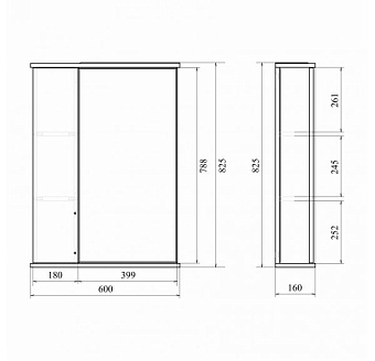 Приобрести mirsant зеркало шкаф камилла 60\2 60 см, с подсветкой, белый, левый ут000008480