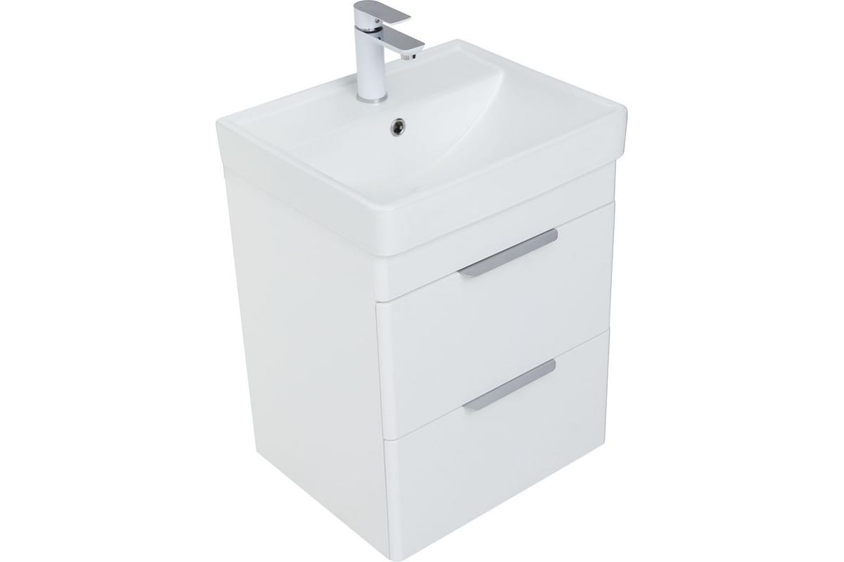 Приобрести aquanet тумба с раковиной ирис new 50 см, белая глянец (2 ящика)