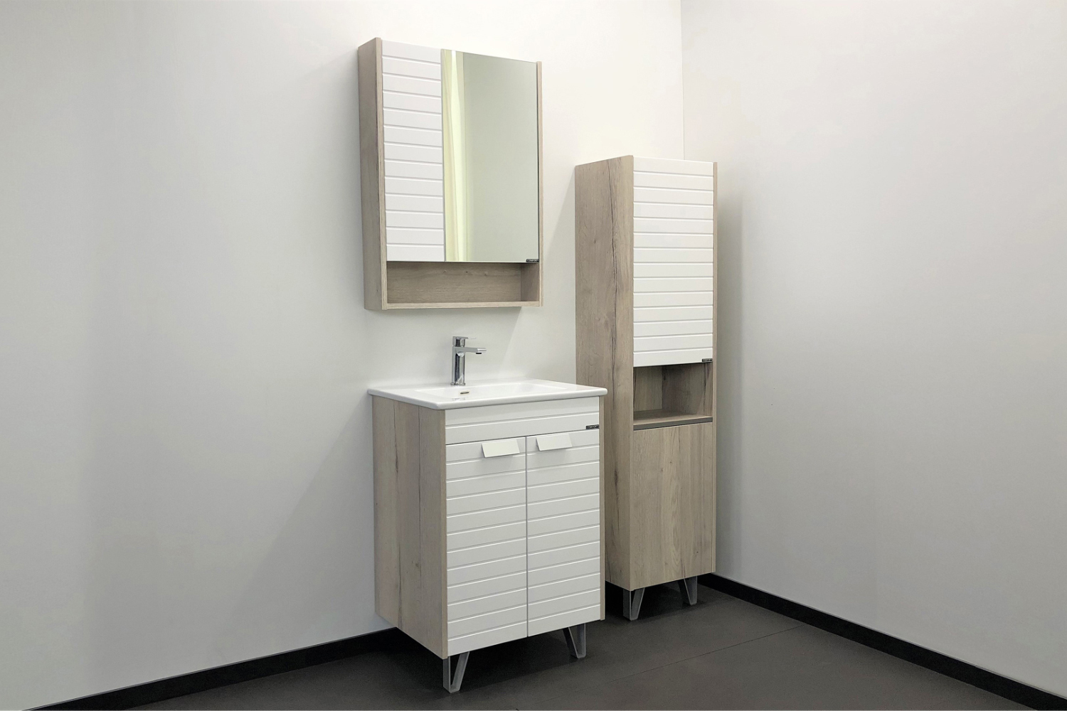 Приобрести сomforty зеркало-шкаф "клеон-60", белый/дуб дымчатый