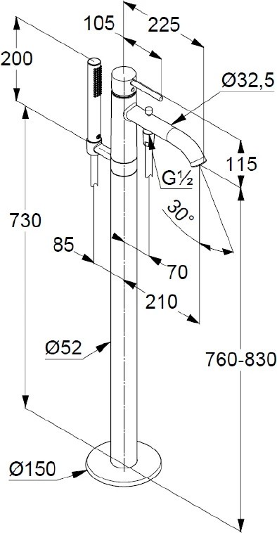 Приобрести kludi bozz однорычажный смеситель для ванны и душа, для отдельно стоящих ванн, черный мат.