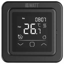 IQWATT Программируемый терморегулятор SMART HEAT BLACK с сенсорным дисплеем