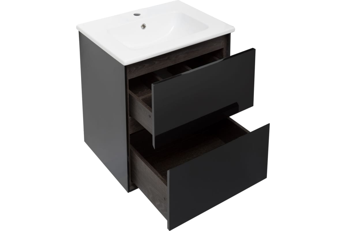 Приобрести aquanet тумба с раковиной милан 60 см, черный глянец