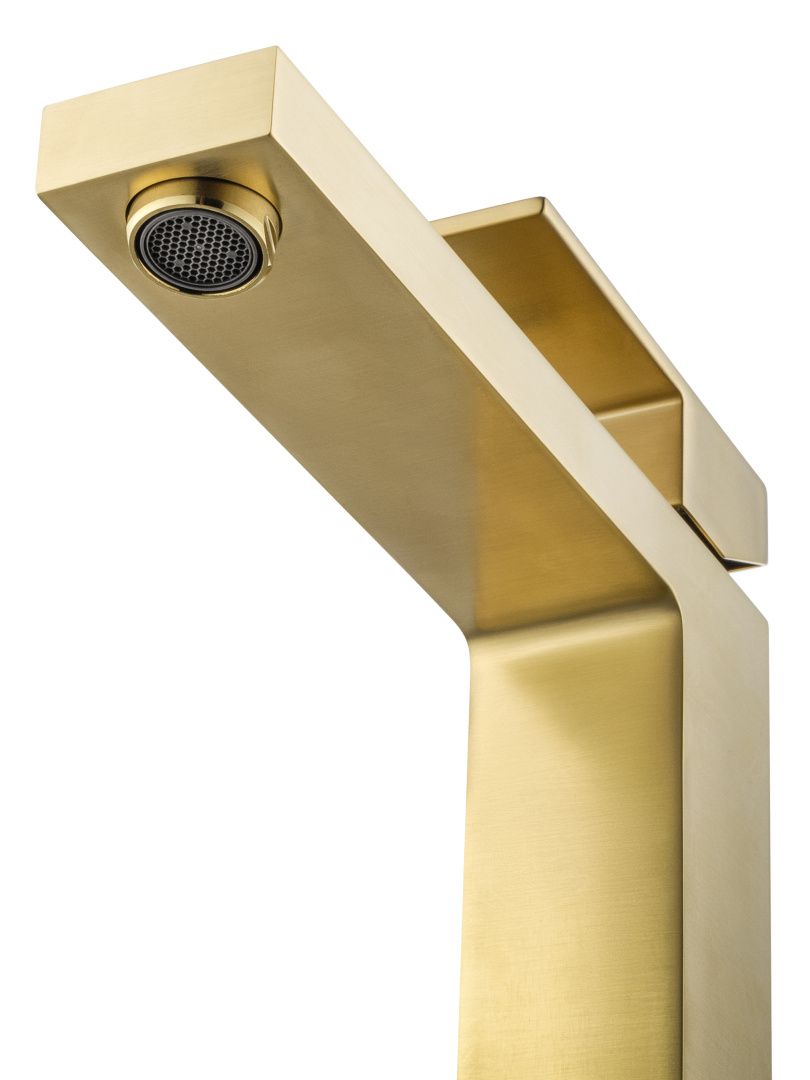 Приобрести смеситель для раковины высокий wonzon & woghand cube, брашированное золото (ww-88239016-bg)