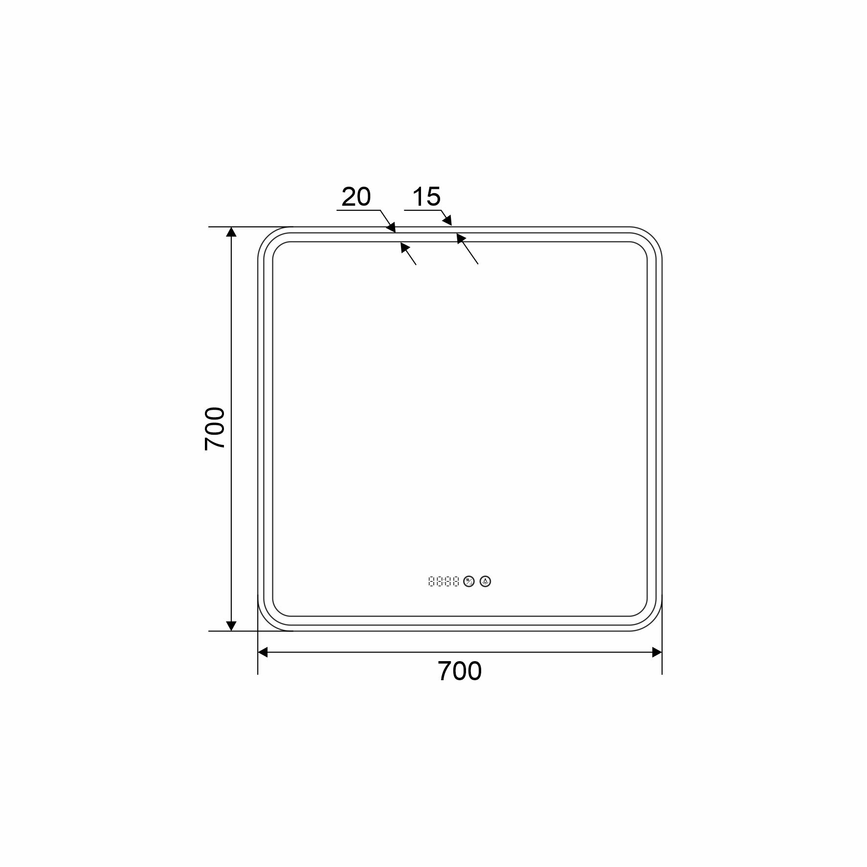 Приобрести mirsant зеркало harmony 70х70 см, с подсветкой, подогревом и часами ут000093175