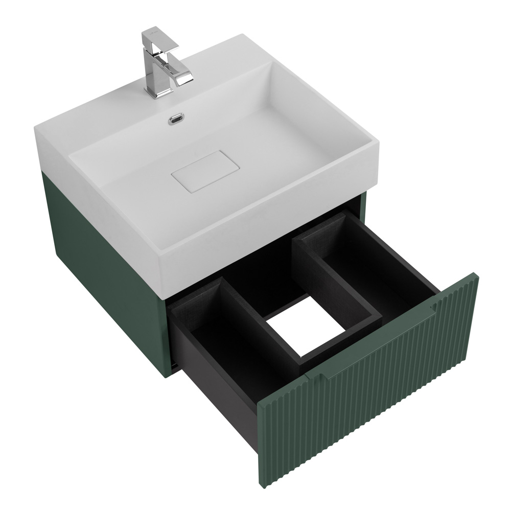 Приобрести cezares тумба подвесная с раковиной premium 50 см plisse verde opaco, серая 55415