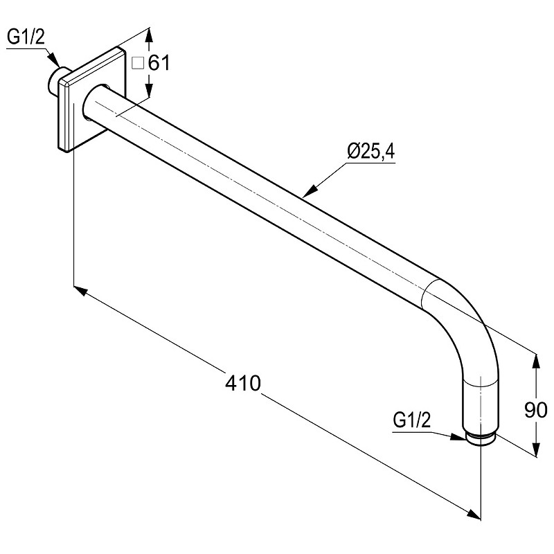 Приобрести kludi кронштейн верхнего душа a-qa , 410 мм, хром 6653405-00