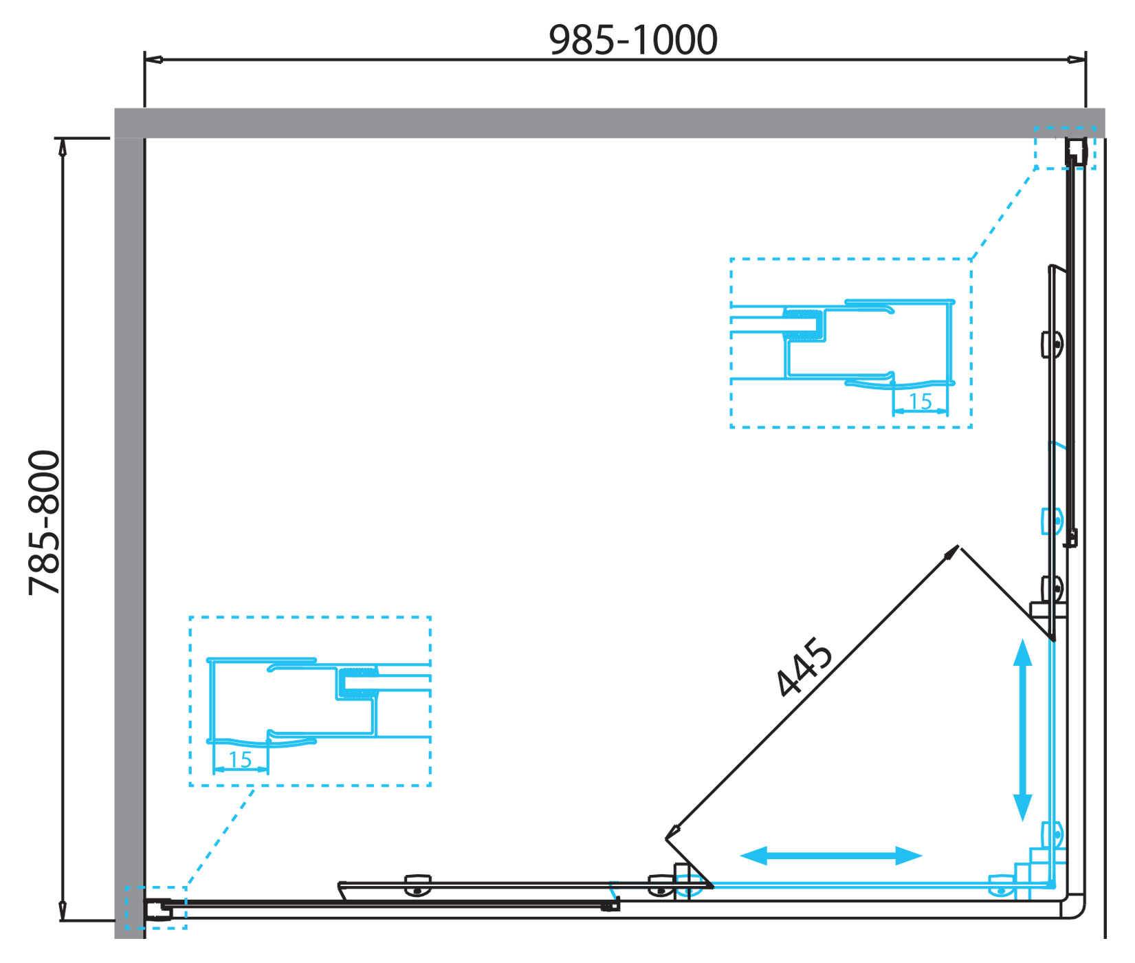 Приобрести belbagno душевое ограждение 80х100 см due-ah-2-100/80-c-cr