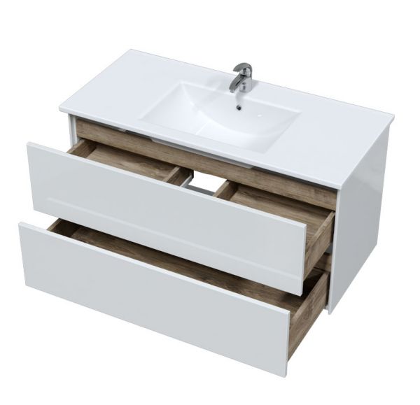 Приобрести sole тумба подвесная ultra 100 см с раковиной next 100, белый глянец ут000068482